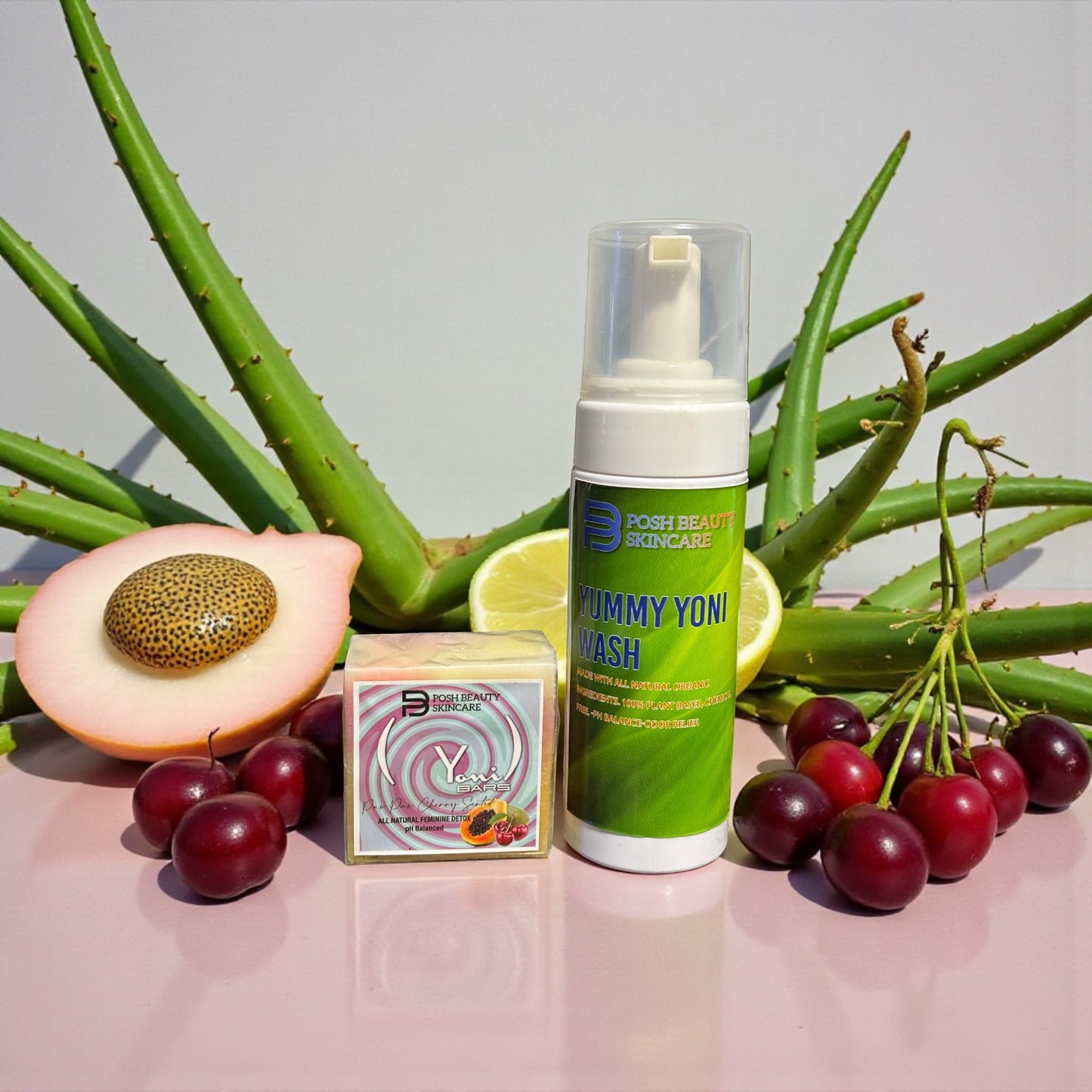 Yummy Yoni Intimate Foam Wash and Paw Paw Cherry Yoni Bar Combo